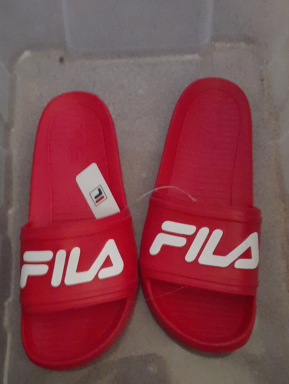 Fila Red Slide Sandals with White Logo 377